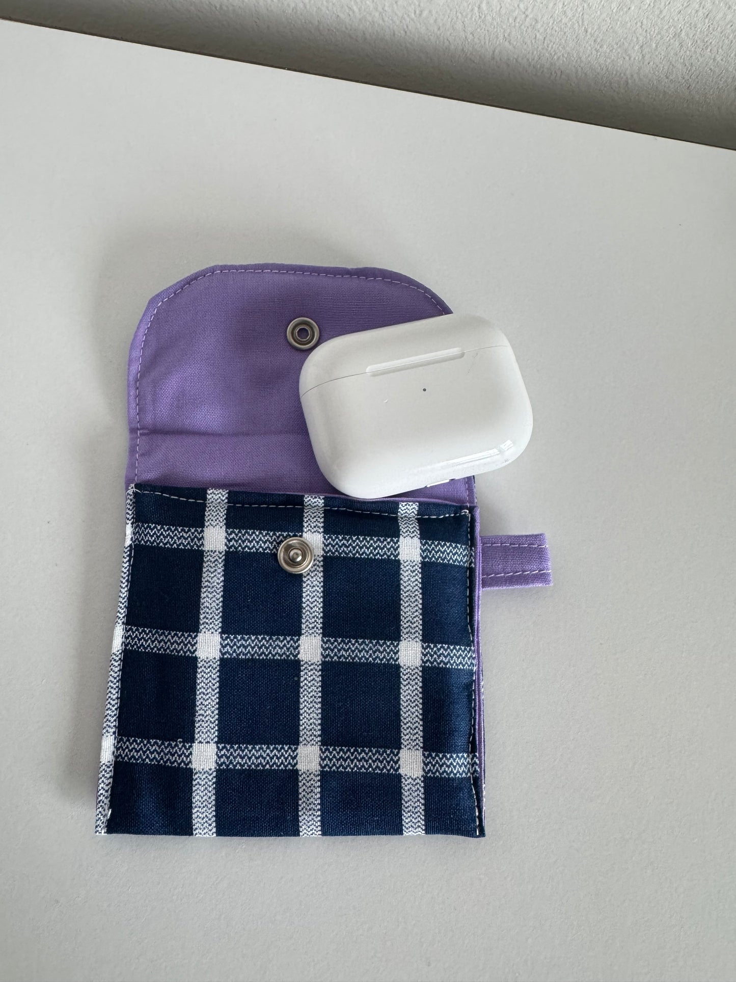 Blue gingham AirPod case