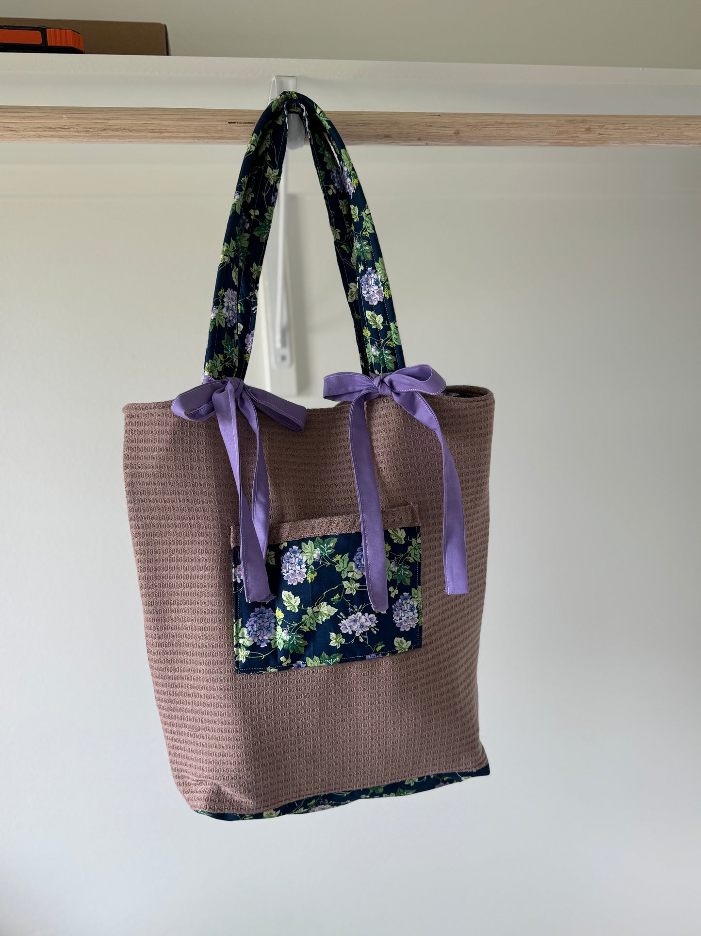 Purple peony reversible Tote bag