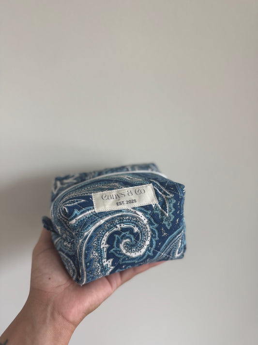 Blue match mini makeup bag