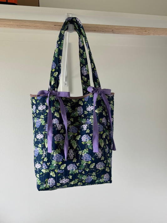 Purple peony reversible Tote bag